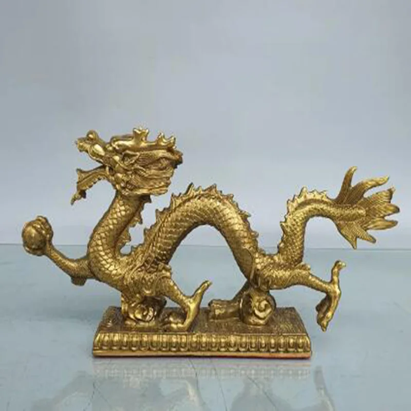 Brass dragon ornaments Office furnishings Single dragon playing beads Zodiac dragon household decoration ornaments