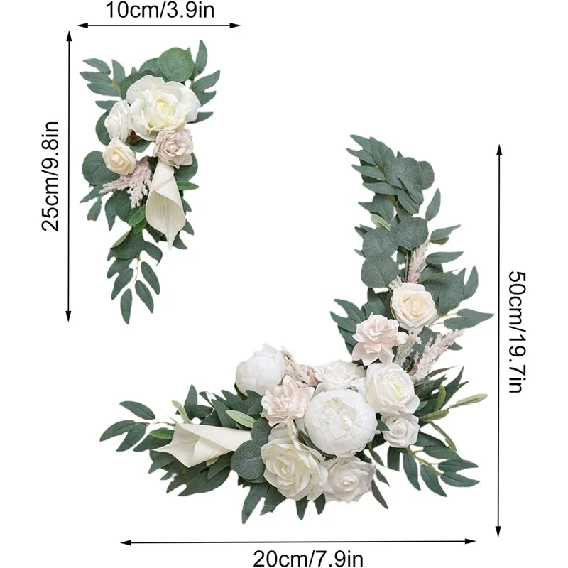 Imagem -05 - Flores Artificiais do Arco do Casamento Flores Rosas com Peônia Folhas de Eucalipto Fita Floral para Decoração da Cerimônia do Casamento Pcs