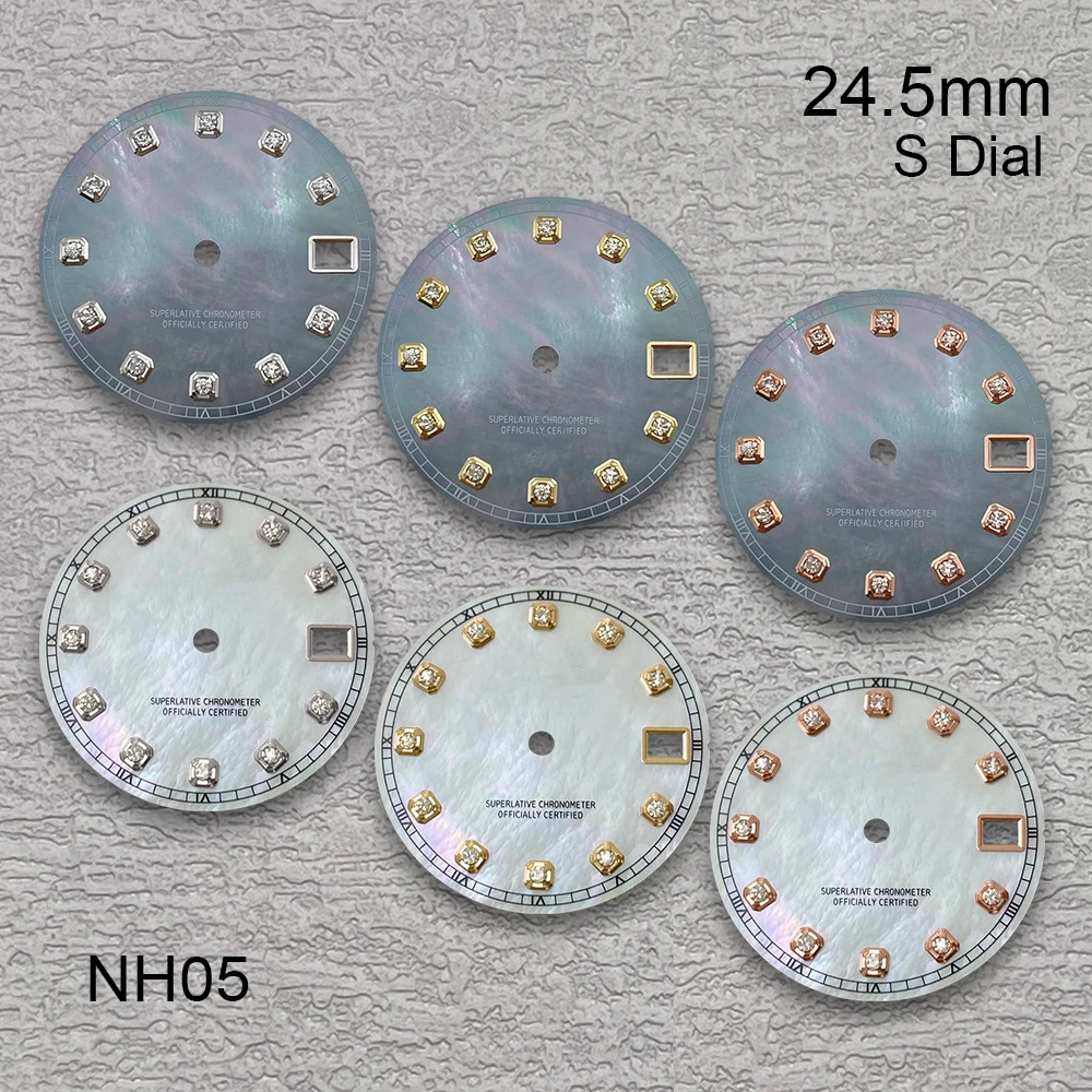 

24.5mm S Logo Diamond Shell Dial Fit NH05 Japan Movement Ladies High Quality Watch Modification Accessories