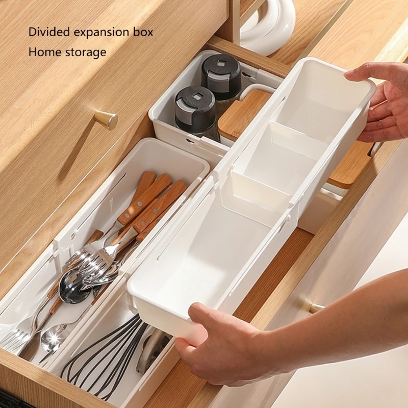 Telescopic Basket Plastic Household Hanging Rack Drawer Storage Box Fork