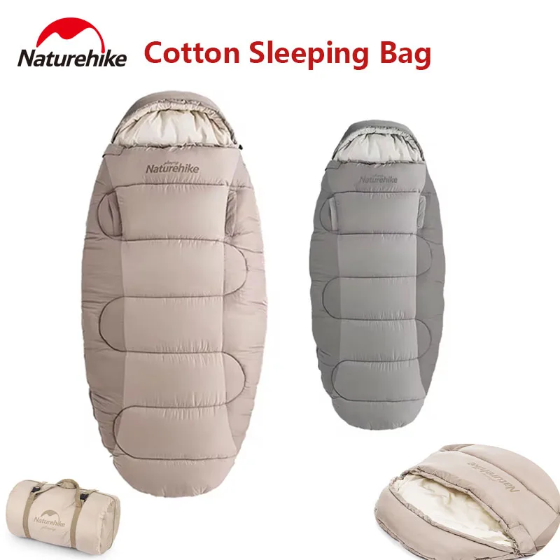 Naturehike Cotton Sleeping Bag Autumn Winter Wearable Style Tent Sleeping Bag With Hat Camping Quilt Shawl Hiking Travel Comfort