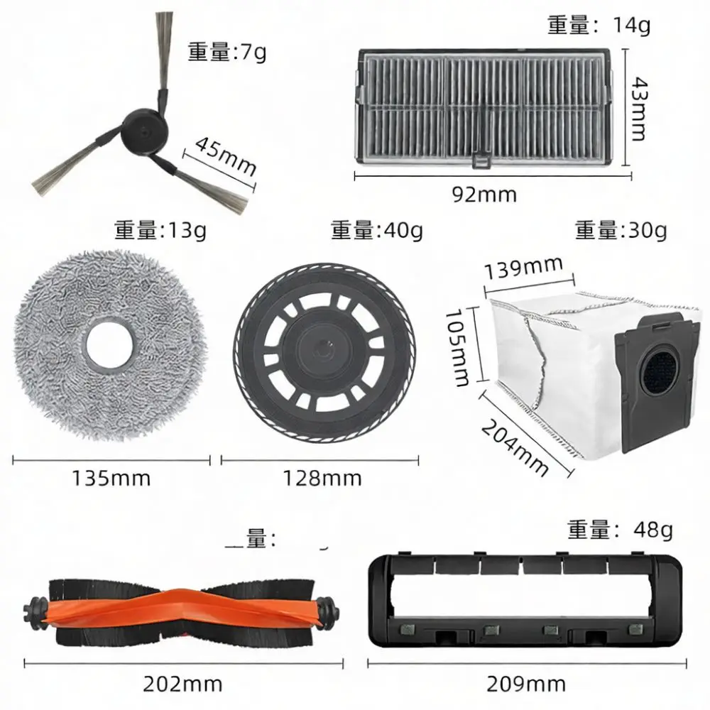 Replacement Kits For Dreame X40 S30PU X40PRO Robot Vacuum Cleaner Parts Accessories Mop Filter Brush Side Roller Kit