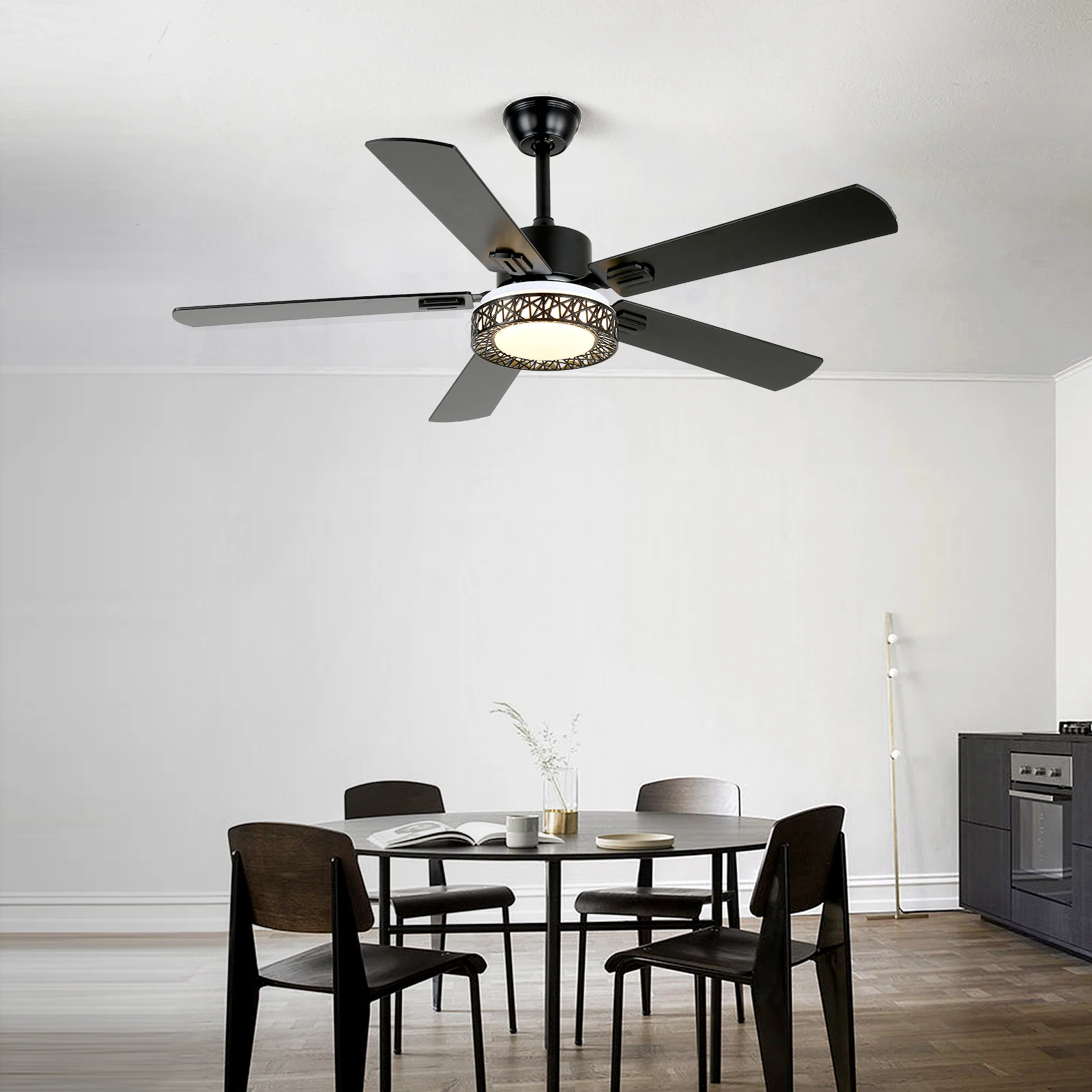 VETRULUS مروحة ضوء السقف الخشبية مع جهاز التحكم عن بعد غرفة المعيشة غرفة الأطفال Led مصباح السقف إضاءة ديكورية المنزل