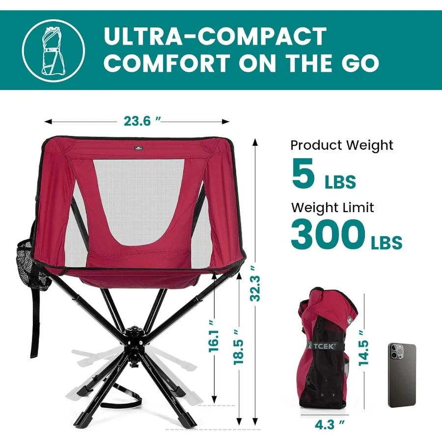 كرسي تخييم محمول مع دوران 180 درجة وميزة الإرجاع التلقائي للمغامرات الخارجية تصميم مدمج وخفيف الوزن قابل للطي f #2