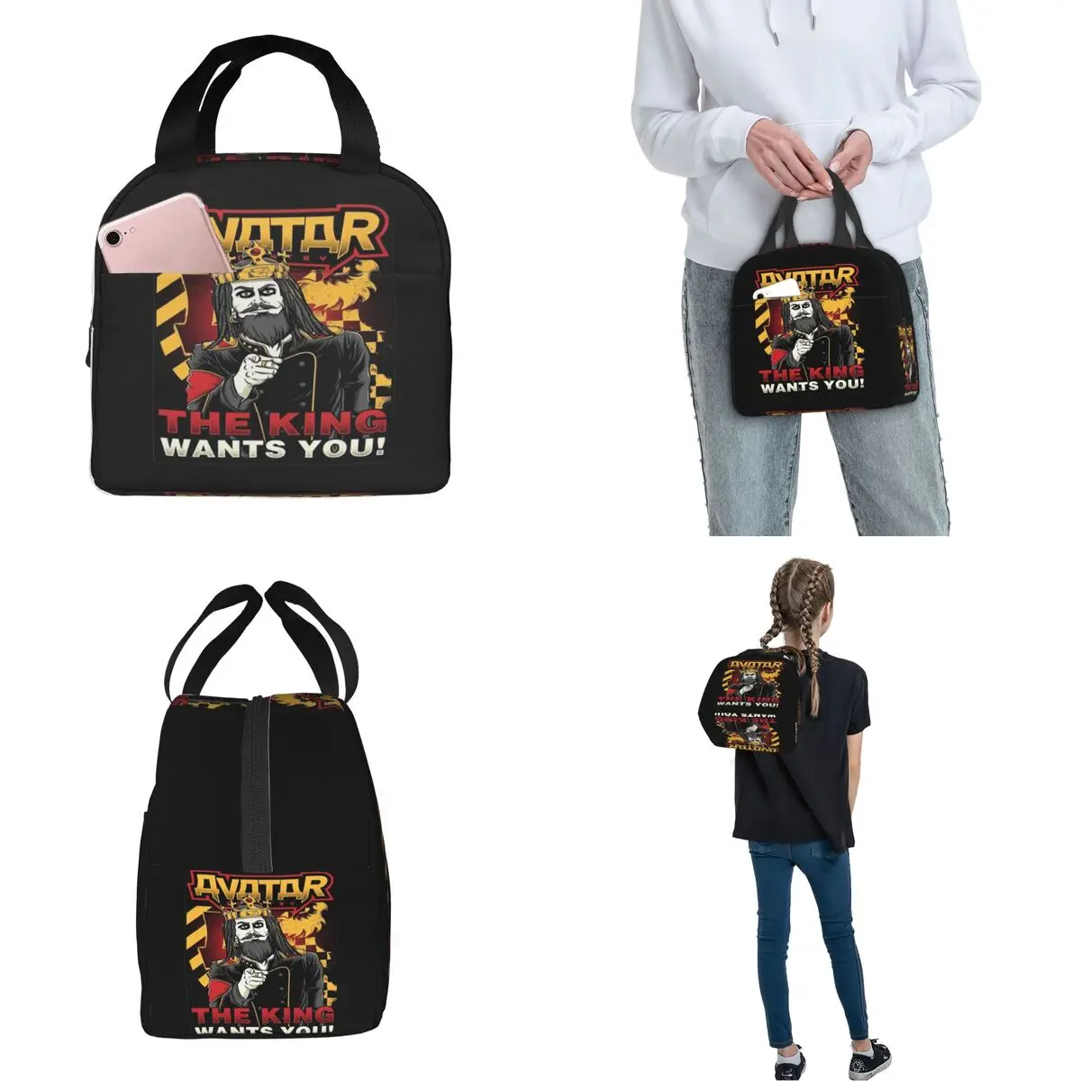 Avatar Band Lunch Bags Portable Insulated Canvas Cooler Bags The King Wants You Thermal Picnic Lunch Box for Women Kids