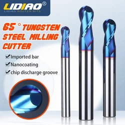 LIDIAO Ball Nose End Mill 6mm 8mm Spherical CNC Milling Cutter Tool HRC65 Top Metal Top Cut Spiral End Mill 2 Flute Router Bit