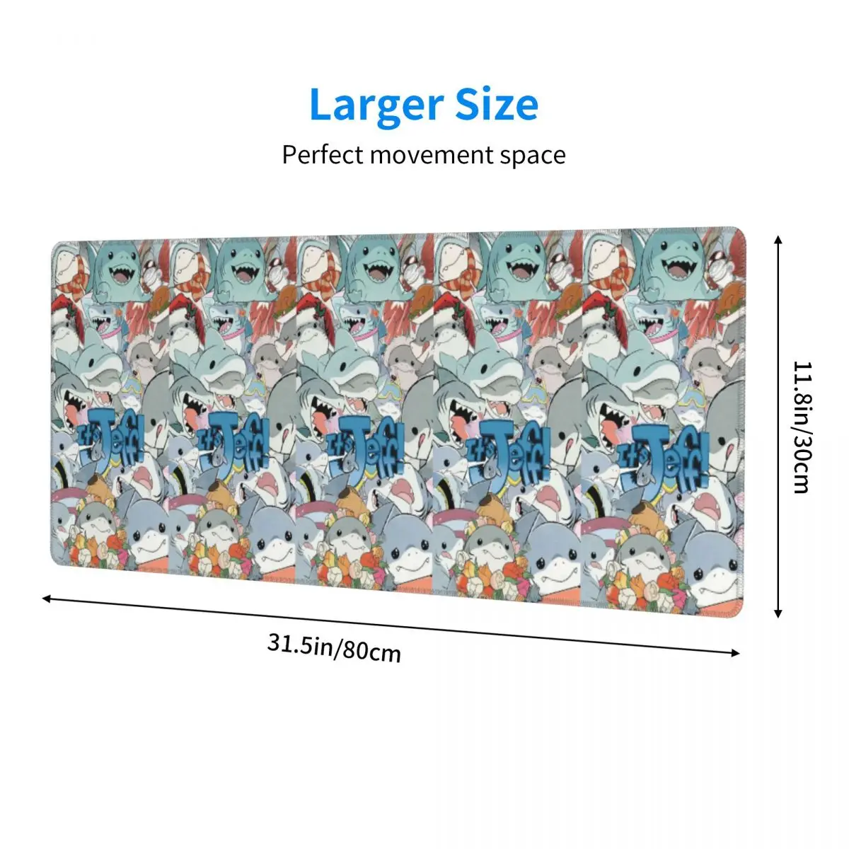 Large Mouse Pad Cute Jeff The Land Shark Cartoon Gamer PC Laptop Mats Keyboard Carpet Computer Gaming Desk Mat