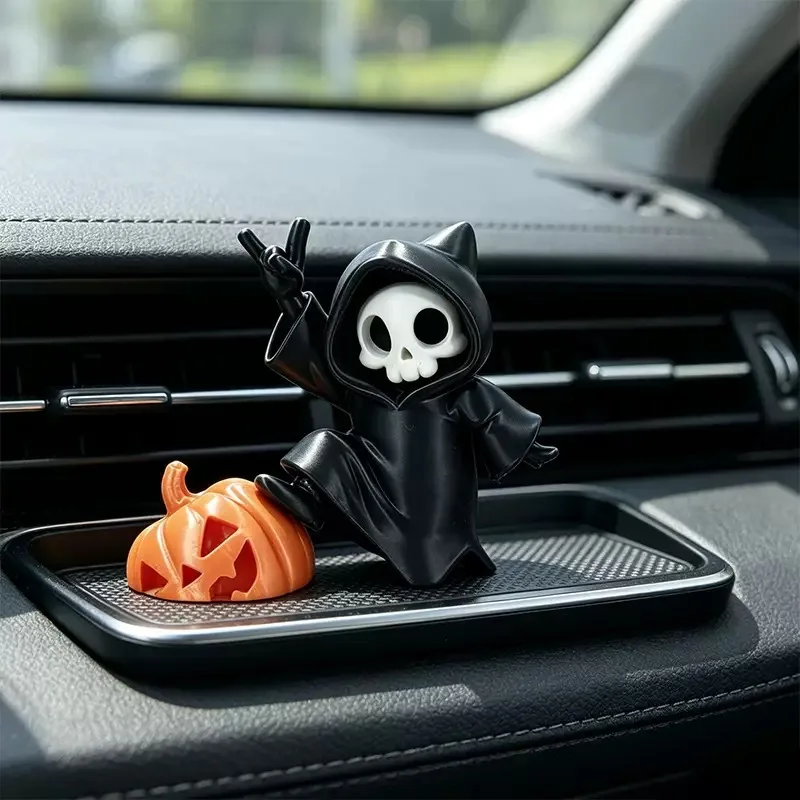 3D‑Printed Halloween Reaper Figure Ornament With Pumpkin Base Creative Home Desktop Decoration Unique Halloween Party Tabletop Display Decorative Statue