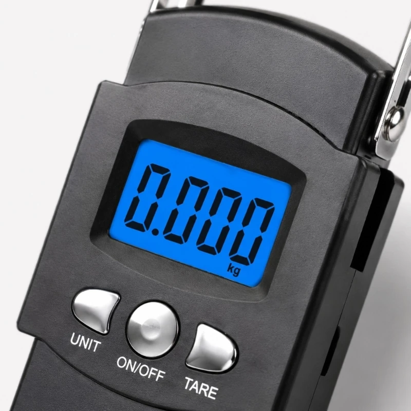 Digital Hanging Scale with Tape Measure, 110Lb/50Kg Capacity, Zeroing Function, Format Selection, Handle, and Metal Hook