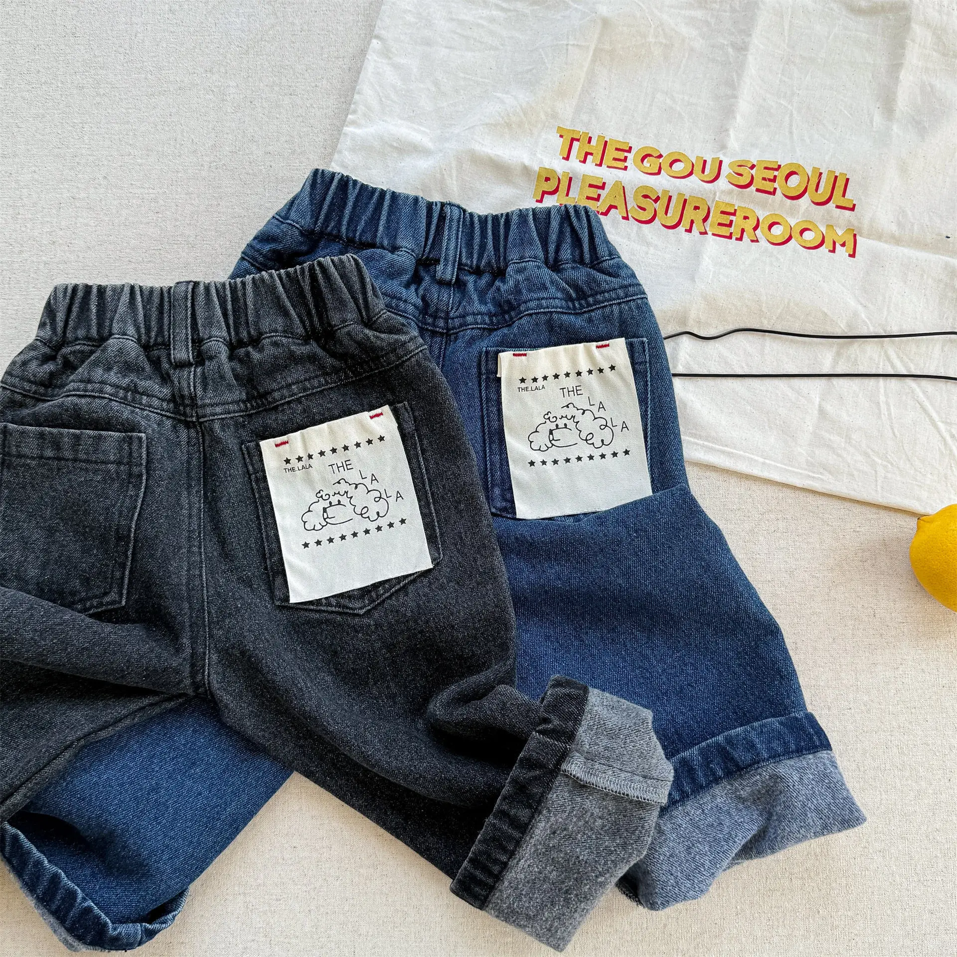 Autumn New Children Denim Trousers Fashion Girls Casual Pants Toddler Boys Loose Jeans Kids Patch Harem Pants Baby Clothes