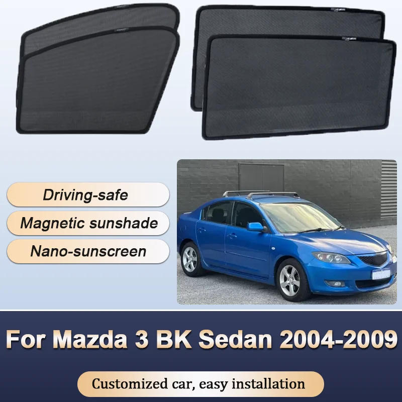 

Sun Shades For Mazda 3 BK Sedan 2004 2005-2009 Sunshades Magnetic Heat insulation Mesh Window Curtains Visor Car Accessories