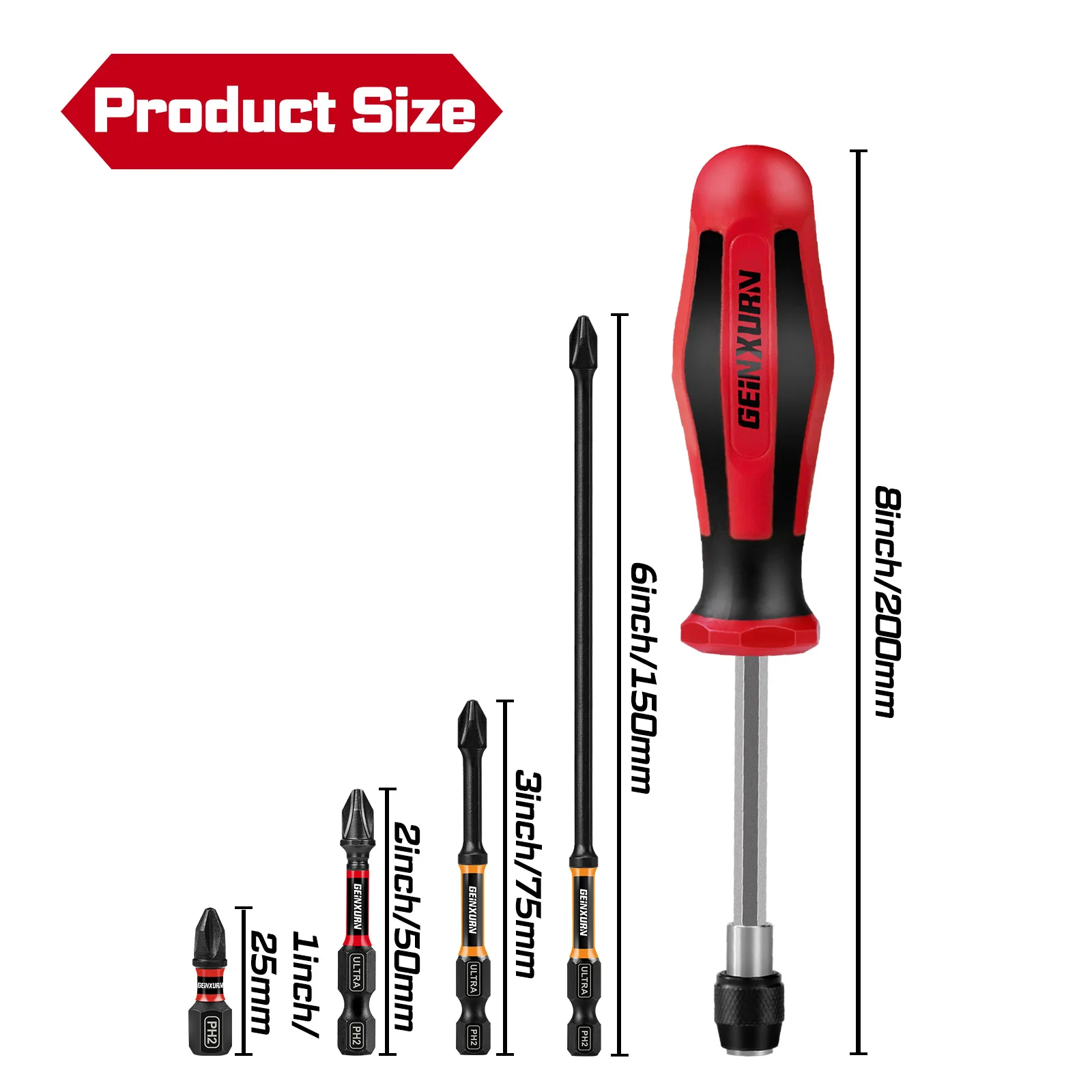 Geinxurn 13/14PCS UTLTRA TORQUE Driver Bit Set With Screwdriver Bit Handle, Motorcycle Repair Tools & Suitable