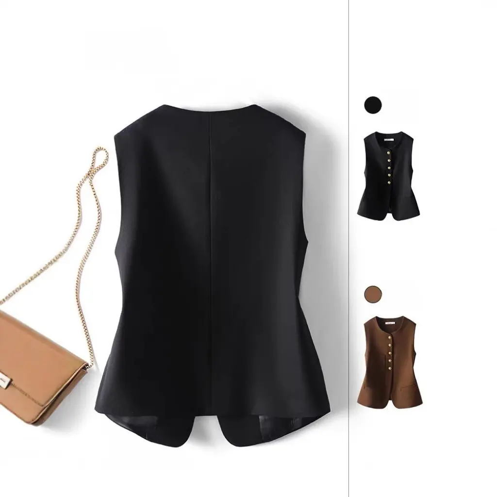 

Laqian Women's Slim-fit Suit Vest High-End Elegant Waistcoat All-match Spring Autumn New Fashion Upperwear
