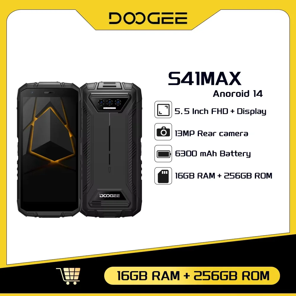 DOOGEE S41MAX-A14 4G Smartphone 5.50"  FHD+ 6300 mAh Android 14 Mobile Phone 16GB+256GB