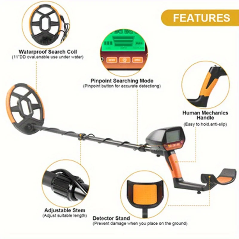 

New MD-4072B Professional Metal Detector Finder Waterproof Search Coil Seeker Treasure Underground Gold Detector High Accuracy