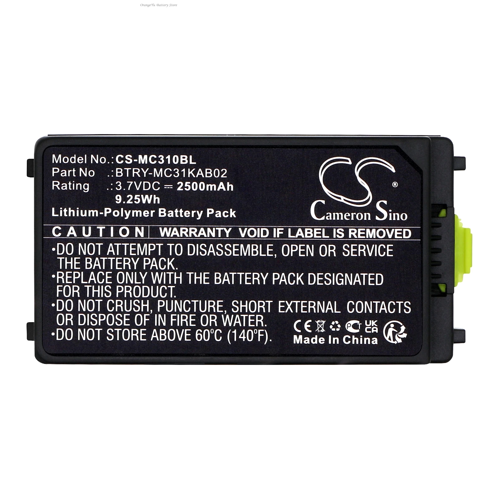 Replacement 3.7V 2500mAh Barcode Scanner Battery 82-127909-02 BTRY-MC31KAB02 for Zebra/Symbol MC3100 MC3190 MC3190G