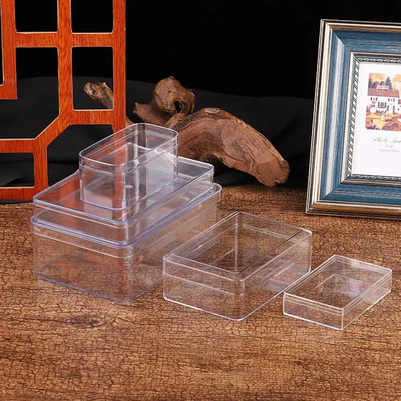 

5 Pcs Clear Rectangle Small Storage Boxes with Lid Containers Display Boxes Favor Gift Box for Candy Pill Jewelry Christmas