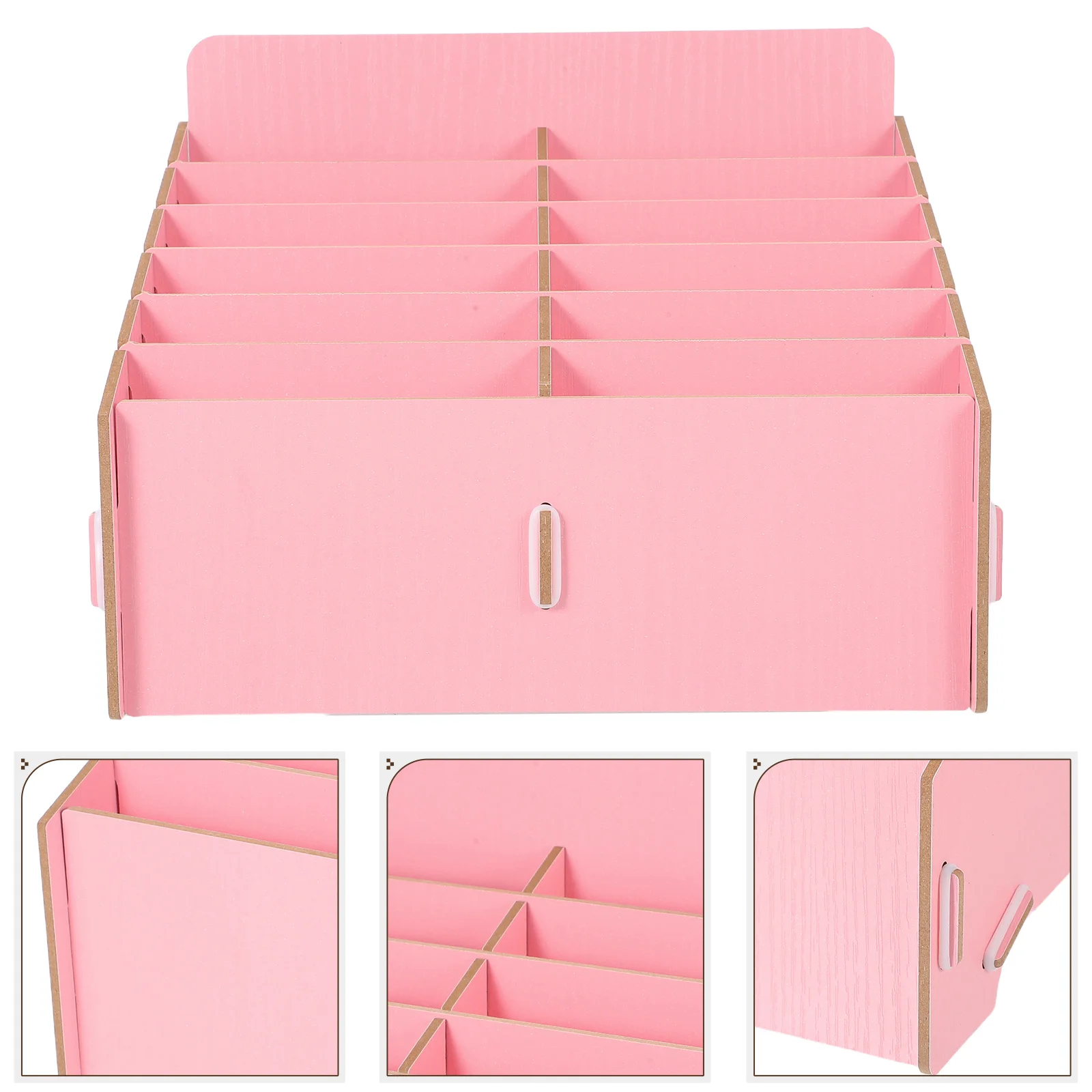 

12 Compartments Wooden Phone Storage Box Desktop Mobile Holder Multifunctional Desk Caddy For Office School Repair Shop Wood