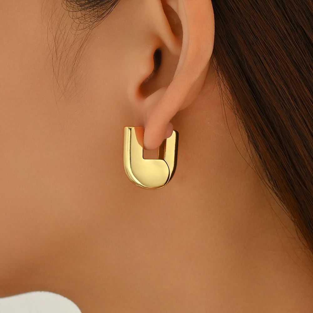ENFASHION Aretes De Mujer Grossy U Shape Stud Earrings For Women's Stainless Steel 18K Gold Plated High Street Jewelry E251788