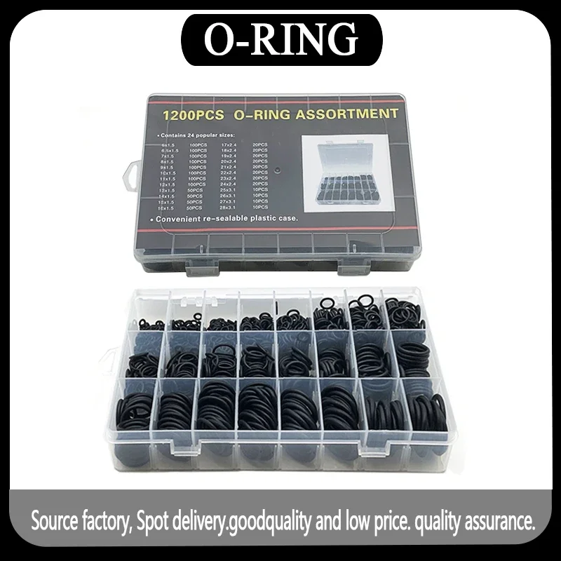1200pcs Rubber O-ring Boxed For Faucet Hose Connector Seal Valve Water Proof Machine Oil Proof Washer Combo Set Accessories