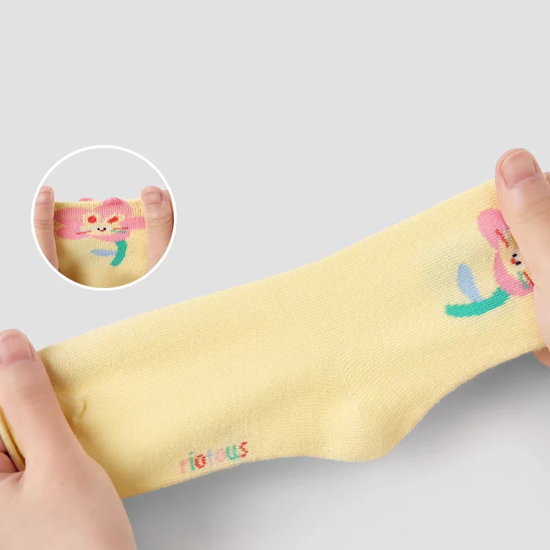 5 أزواج من جوارب الأميرة الأرنب الصغير للفتيات، تصميم مريح للغاية من القطن المرن متعدد الألوان على شكل سحابة الزهور #4