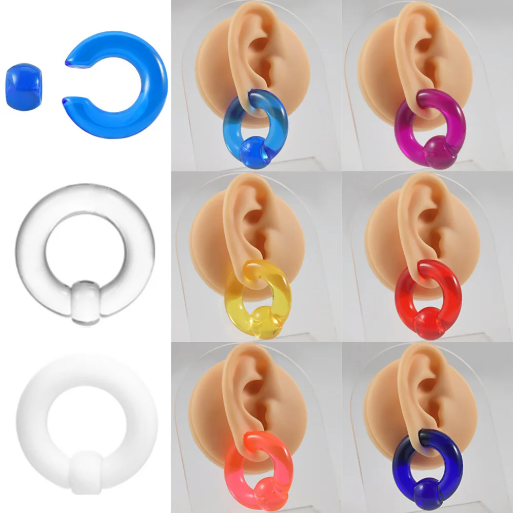 1/9PCS Acrylic BCR Captive Bead Rings Septum Clickers Ear Plugs Tunnel Big Large Size Nose Nipple Ring Piercing Body Jewelry