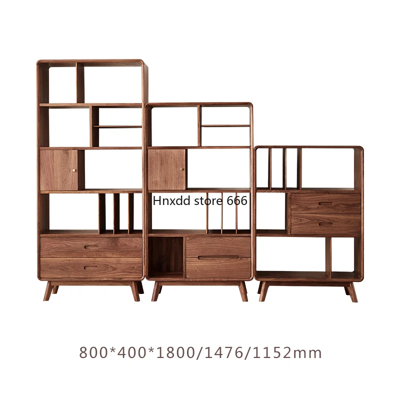 Black Walnut Wood Gap Shelf Library Storage Monitor Shelf Angle Cabinets for Living Room Furniture Bookcase