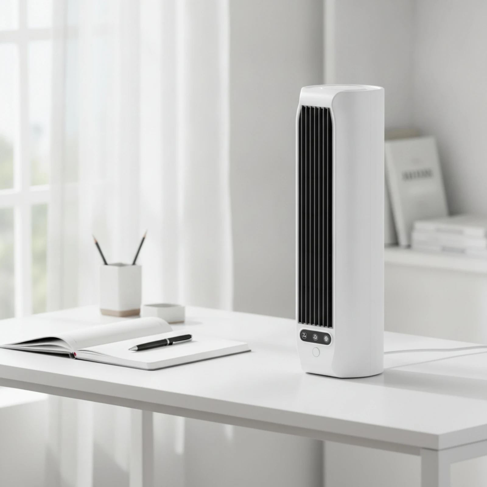 Vertical Fan with Phone Holder Quiet Rechargeable Vertical Fan Cordless Adjustable for Office Workers, Dorm Room, Kitchen