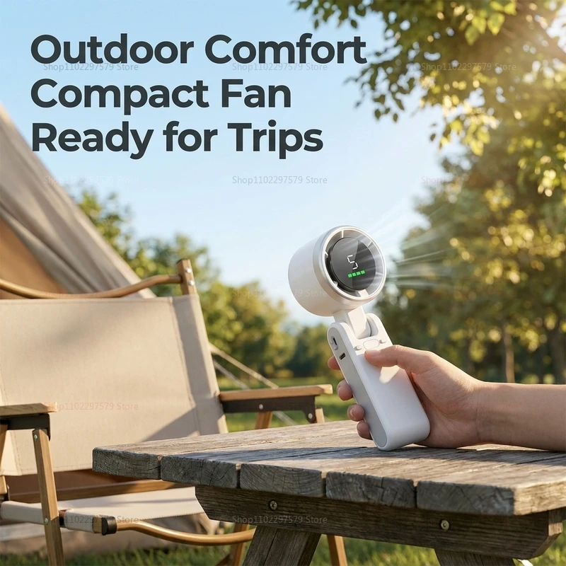 2026 New Rechargeable Mini USB Handheld Turbo Fan Digital Display Portable High Speed Cooling Fan for Outdoor Camping Travel