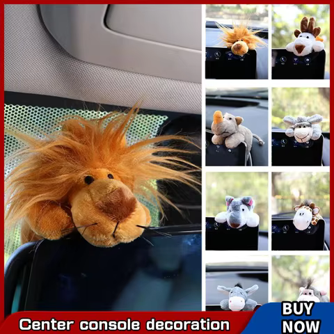 Motorcycle Car Toys Decoration Funny Short Stuffed Lion Motorcycle Handlebars Auto Center Console Rearview Mirror Ornaments
