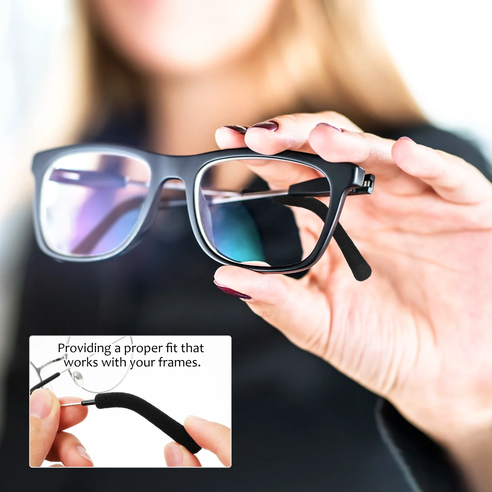 2Pairs Glasses Ear Grips Stretchy Temple Pads Anti-Slip Eyeglasses Arm Sleeves for Enhanced Comfort and Frame Protection