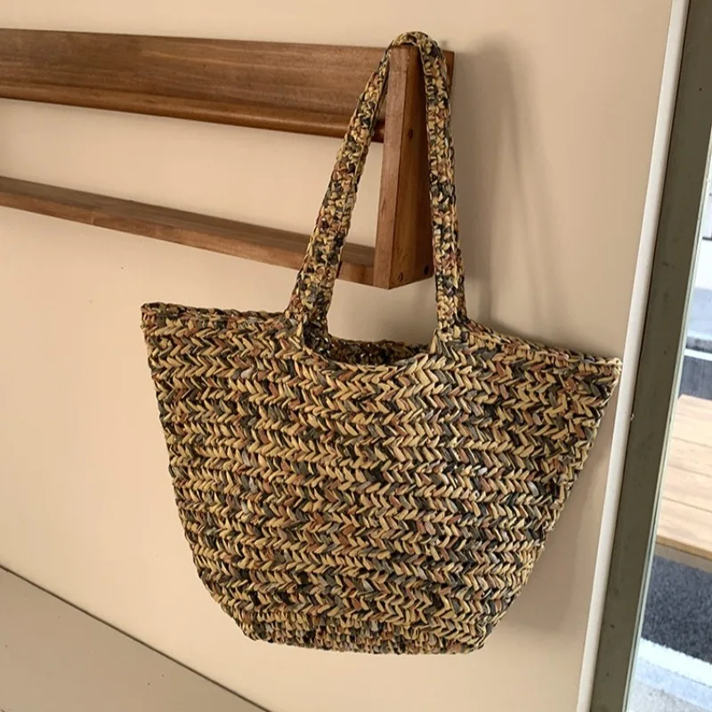 

Fashion Handwoven Holiday Beach Bag Large Capacity Bohemian Casual Travel Tote Bag Summer New Handmade PP Grass Wove