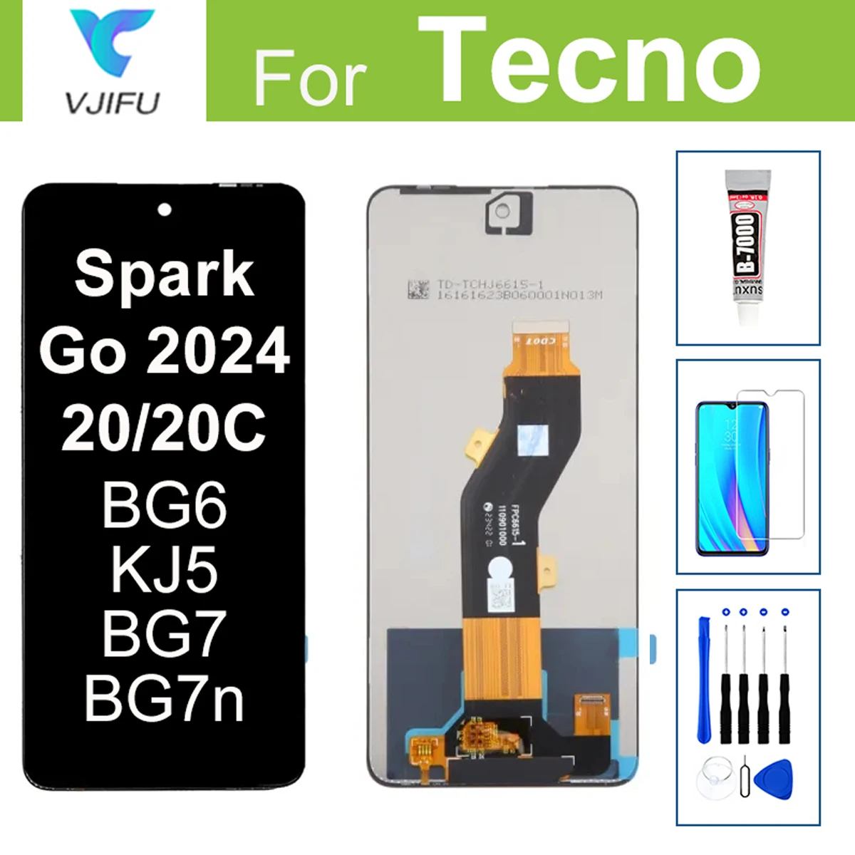 

Display For Tecno Spark 20 20C LCD Display Touch Screen For Spark Go 2024 BG6 Digitizer Assembly Replacement With Free Tools