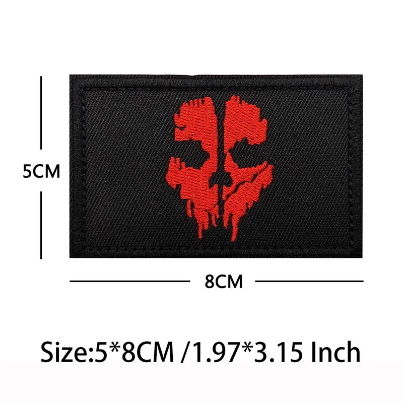 Piratenflagge, FOG Forward Observations Kleidungsabzeichen, Blackbeard Totenkopf Herz bestickte Applikation taktisches Emblem Hakenschlaufen-Aufnäher