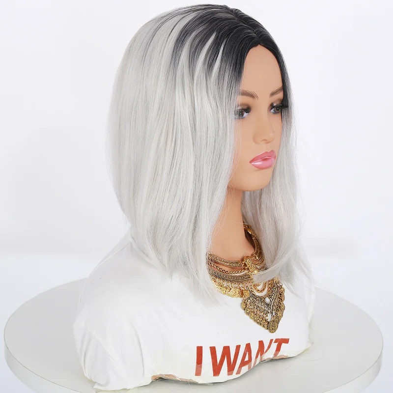 European and American Gradient Wig for Women 60cm Middle Part Gradient Long Straight Hair Wig Matte High-Temperature Fiber Synth 3