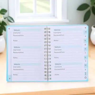 A6 Spiral Password Keeper Book with Alphabetical Tabs Password Organizer Notebook for Secure Login Management Code Book