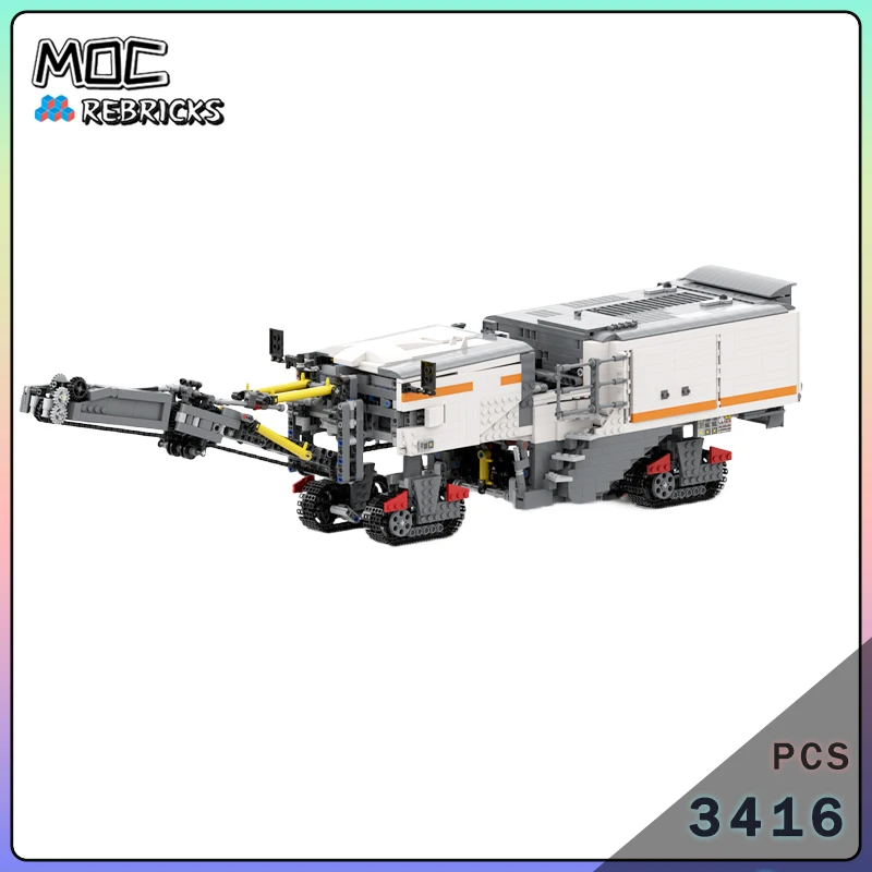 MOC Technical RC Cold Milling Machine W 250 Fi Road Construction Engineering Truck DIY Building Blocks Bricks Toy