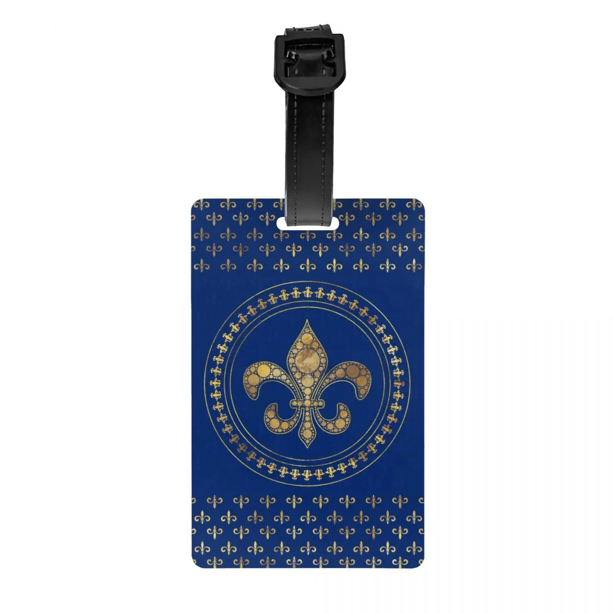 

Fleur-De-Lys Gold And Royal Blue Luggage Tag Custom Fleur De Lis Lily Flower Baggage Tags Privacy Cover ID Label