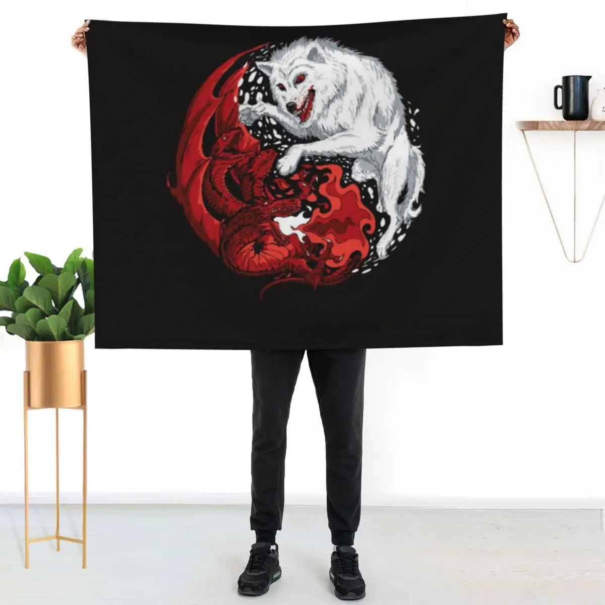 Wolf and Dragon Throw Blanket Moving Plaid on the sofa For Baby Blankets For Bed warm winter Hairys Blankets