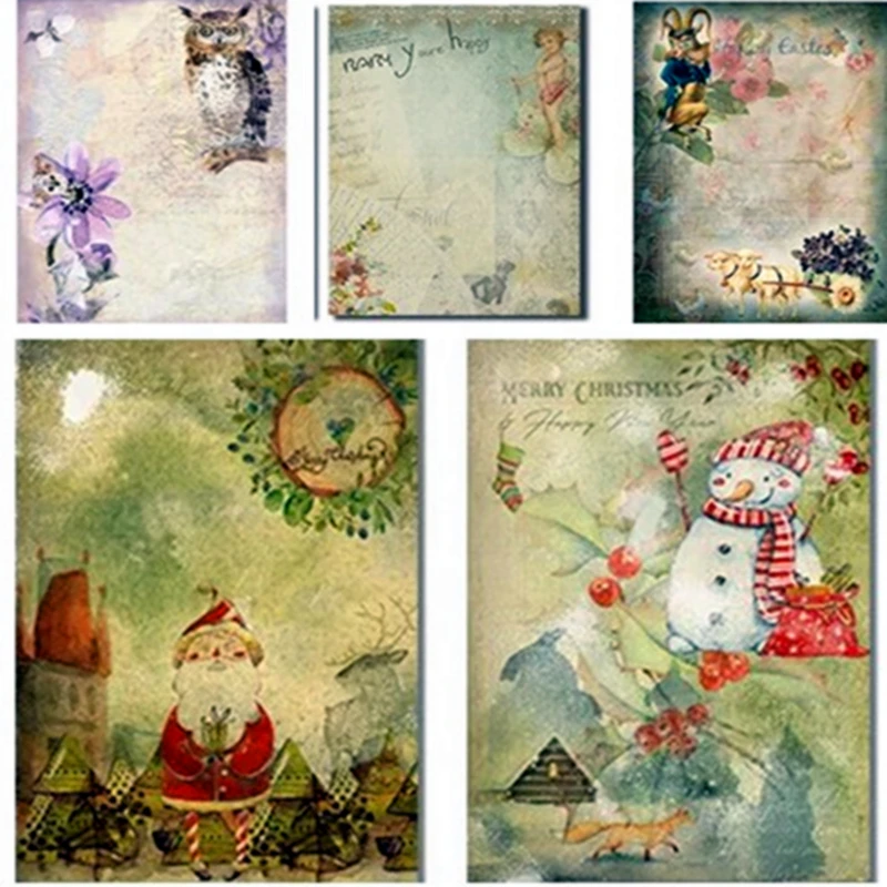 8 Sheet Pattern Scrapbook Paper 5×7 Inch Journaling Paper Vintage Floral Christmas Decorative Craft Paper