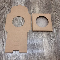 50pcs  10.5x10.5x1cm  Retro Kraft Paper Box with Hollow, Accessories Ceramic Coaster DIY Gift Packing boxes