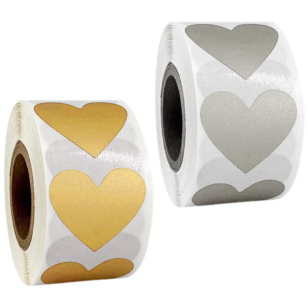 2 Rolls Rose Gold Heart Scratch Off Stickers Peel Stick DIY Valentine Birthday Wedding Game Labels Scratch Cards
