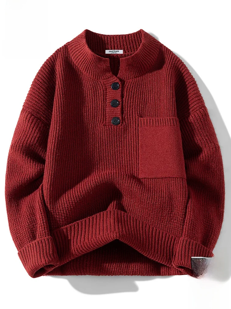 

PaulFrank Loose Knitted Casual round Ne Sweater for Men Warm Autumn New Sle Comfortable Polyester Fiber Nylon Fiber Blend