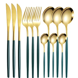 Set of stainless steel cutlery, knife, fork, dessert spoon, coffee spoon, thin steak, 12 parts 6 Main Sales Country Penaveh - №3