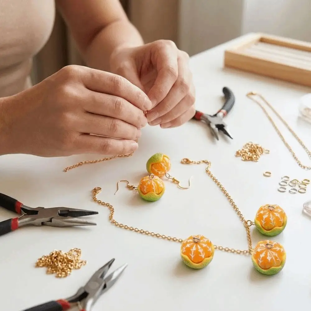 10PCS/SET 3D Simulation Fruit Charms Pendant Pippin Orange DIY Materials Resin Spacer Loose Beads Handmade Small