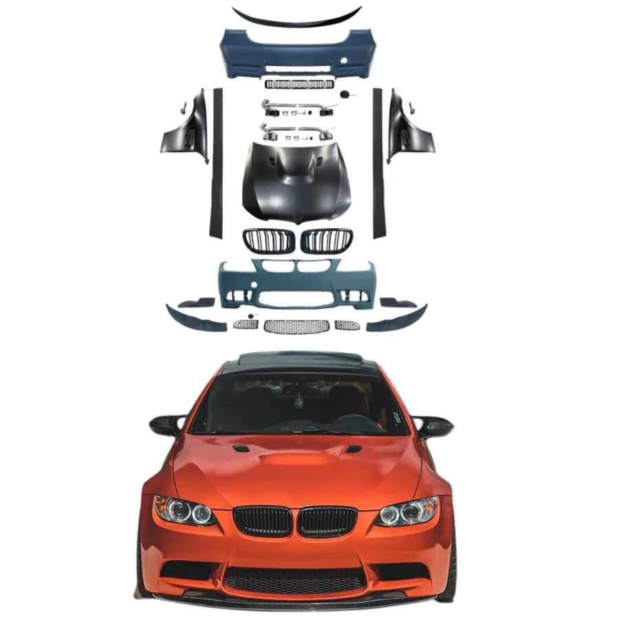 High Quality PP+carbon Fiber Tail Throat 2005-2012 Car Bumpers E90 E92 E93 Refitted M3 M4 Body Kit for 3 Series