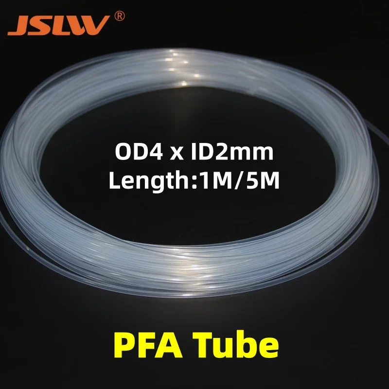 1M/5M PFA Bowden Tube OD4mm ID2mm Transparent High Temperature PFA Tubing for 3D Printer 1.75mm Filament Extruder Hotend