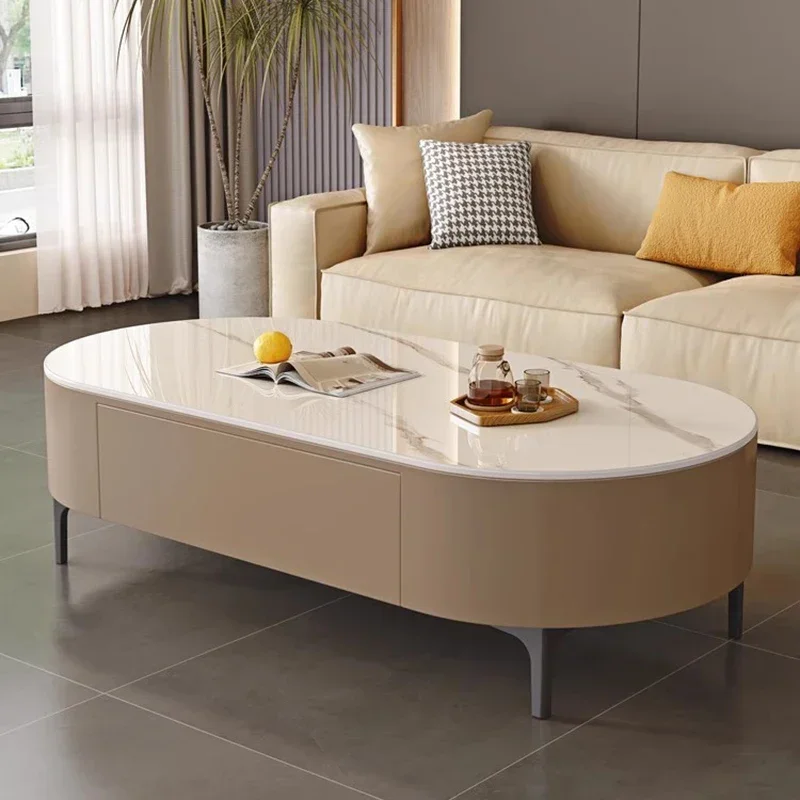 Aesthetic Luxury Coffee Table Decoration Living Room Nordic Glam Coffee Table Modern Oval Unique Mesitas De Noche Home Furniture