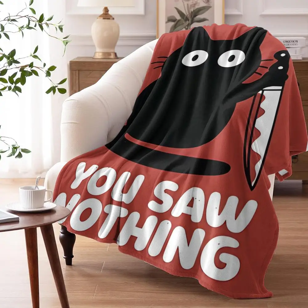 My Kitchen My Rules Cat Throw Soft Flannel AC Blanket Lightweight Summer Nap Throw Cozy  Blanket for Sofa Bed Travel Home