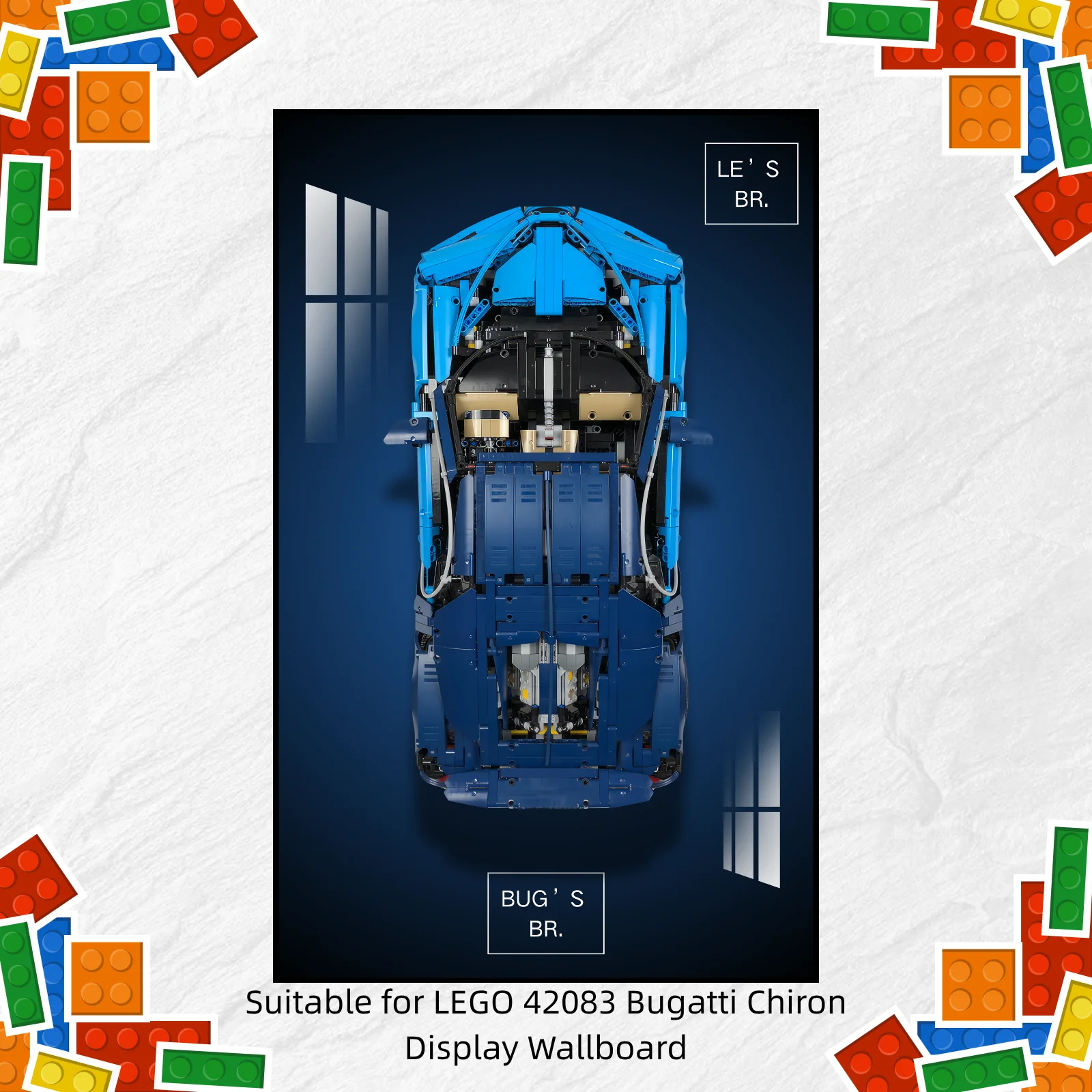 LEGO 42083 Bugatti Display Wallboard, Wall Mount Collectible Car Display, Home Office Decor, Aluminum Frame (Wallboard Only)